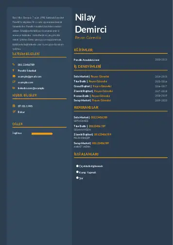 Reyon Görevlisi cv indir